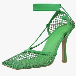 Square Toe Mesh Lace Up Strappy Sexy Sandal Heels